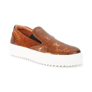 Regina Logo Leather Slip-On Sneakers